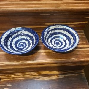 Studio Pottery Signed Hand Thrown Pair of Bowls